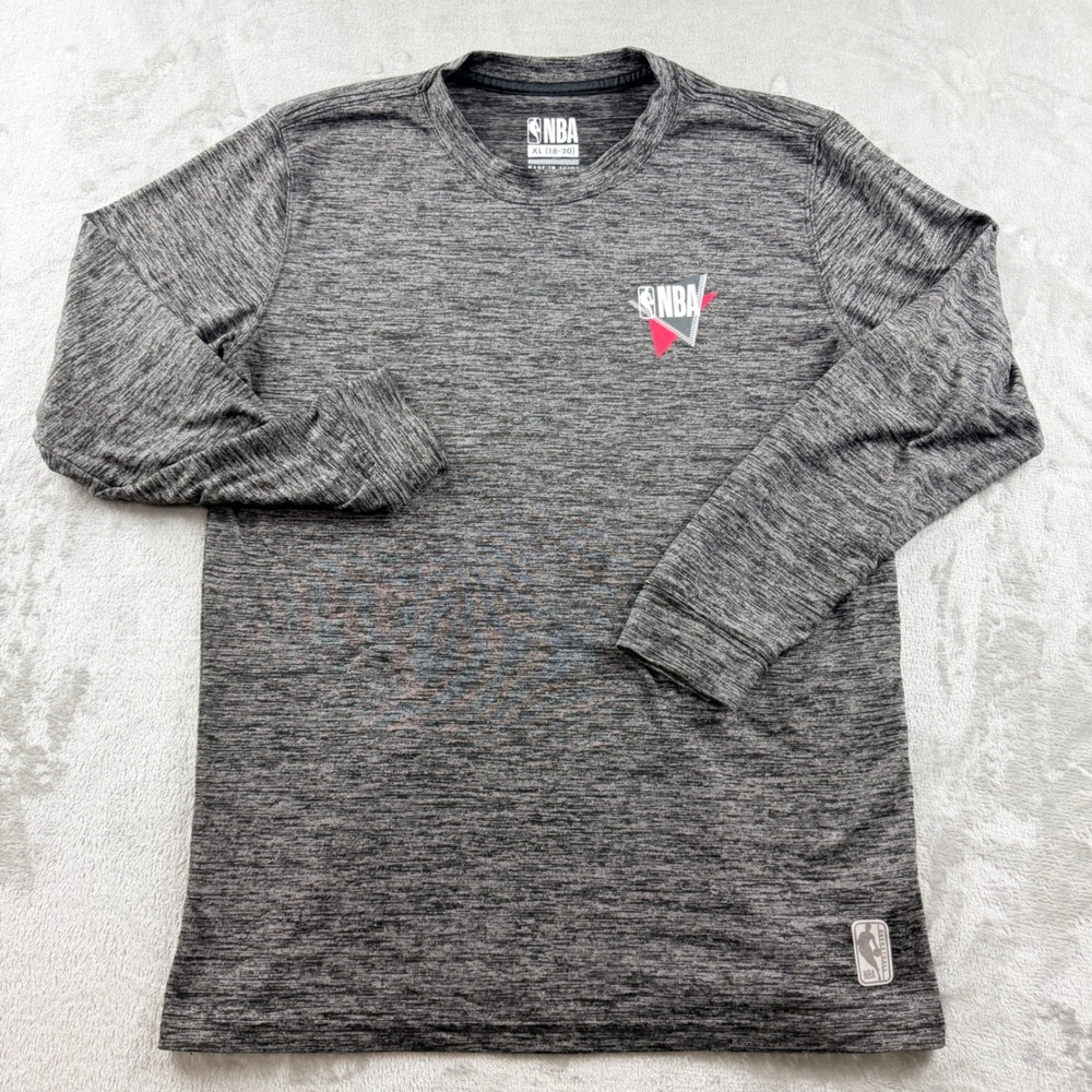 NBA Kids Gray Space Dye Long Sleeve Shirt XL 18-20 National Basketball Assoc